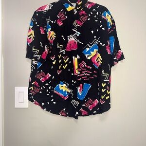 Kathie Lee Collection Black and Pink Abstract Shirt